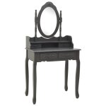 Vidaxl ensemble de coiffeuse avec tabouret gris 75x69x140 cm paulownia