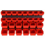 Vidaxl ensemble d'�tag�res d'atelier 30 pcs rouge et noir 77x39 cm pp