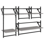 Vidaxl ensemble d'�tag�res murales avec barres 4 pcs sonoma gris