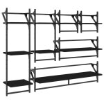 Vidaxl ensemble d'tagres murales barres 6 pcs noir bois d'ingnierie