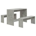 Vidaxl ensemble � manger 3 pcs gris b�ton bois d'ing�nierie