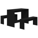 Vidaxl ensemble  manger 3 pcs noir bois d'ingnierie