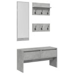 Vidaxl ensemble de meubles de couloir 4 pcs gris bton bois ingnierie
