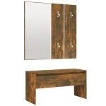 Vidaxl ensemble de meubles de couloir ch�ne fum� bois d'ing�nierie