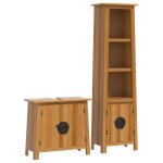 Vidaxl ensemble de meubles de salle de bain 2 pcs bois de pin massif