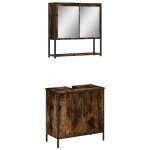 Vidaxl ensemble de meubles de salle de bain 2 pcs chne fum