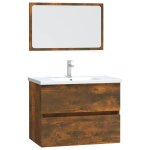 Vidaxl ensemble de meubles de salle de bain 2 pcs chne fum
