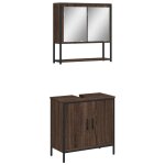 Vidaxl ensemble de meubles de salle de bain 2 pcs chne marron