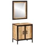 Vidaxl ensemble de meubles salle de bain 2 pcs fer et bois de manguier
