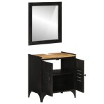 Vidaxl ensemble de meubles salle de bain 2 pcs fer et bois de manguier