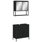 Vidaxl ensemble de meubles salle de bain 2 pcs noir bois d'ingénierie Vidaxl ensemble de meubles salle de bain 2 pcs noir bois d'ingénierie