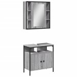 Vidaxl ensemble de meubles de salle de bain 2 pcs sonoma gris