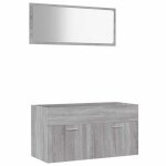 Vidaxl ensemble de meubles de salle de bain 2 pcs sonoma gris