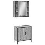 Vidaxl ensemble de meubles de salle de bain 2 pcs sonoma gris