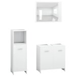 Vidaxl ensemble de meubles de salle de bain 3pcs blanc bois ingnierie