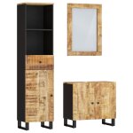 Vidaxl ensemble de meubles de salle de bain 3 pcs bois manguier massif