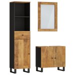 Vidaxl ensemble de meubles de salle de bain 3 pcs bois manguier massif