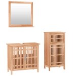 Vidaxl ensemble de meubles de salle de bain 3 pcs bois massif de noyer