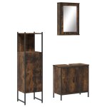 Vidaxl ensemble de meubles de salle de bain 3 pcs chêne fumé Vidaxl ensemble de meubles de salle de bain 3 pcs chêne fumé
