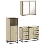Vidaxl ensemble de meubles de salle de bain 3 pcs ch�ne sonoma