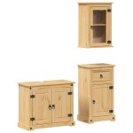 Vidaxl ensemble de meubles salle de bain 3 pcs corona bois pin massif