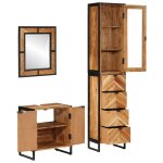 Vidaxl ensemble de meubles salle de bain 3 pcs fer et bois d'acacia