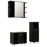 Vidaxl ensemble de meubles de salle de bain 3 pcs noir agglomr