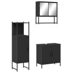 Vidaxl ensemble de meubles salle de bain 3 pcs noir bois d'ingnierie