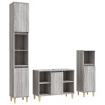 Vidaxl ensemble de meubles de salle de bain 3 pcs sonoma gris