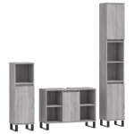 Vidaxl ensemble de meubles de salle de bain 3 pcs sonoma gris