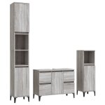 Vidaxl ensemble de meubles de salle de bain 3 pcs sonoma gris