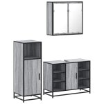 Vidaxl ensemble de meubles de salle de bain 3 pcs sonoma gris