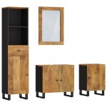 Vidaxl ensemble de meubles de salle de bain 4 pcs bois manguier massif