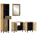 Vidaxl ensemble de meubles de salle de bain 4 pcs bois manguier massif