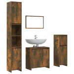 Vidaxl ensemble de meubles de salle de bain 4 pcs ch�ne fum� bois