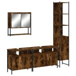 Vidaxl ensemble de meubles de salle de bain 4 pcs chêne fumé bois Vidaxl ensemble de meubles de salle de bain 4 pcs chêne fumé bois