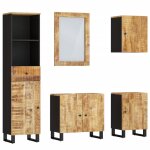 Vidaxl ensemble de meubles de salle de bain 5 pcs bois manguier massif