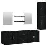 Vidaxl ensemble de meubles salle de bain 7 pcs noir bois d'ingnierie