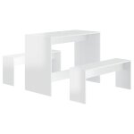 Vidaxl ensemble  manger 3 pcs blanc brillant bois d'ingnierie