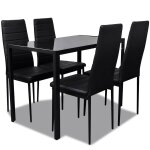 Vidaxl ensemble de salle � manger 5 pcs cuir synth�tique noir