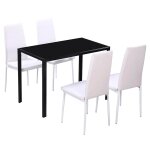 Vidaxl ensemble de salle � manger 5 pcs cuir synth�tique noir et blanc