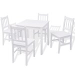 Vidaxl ensemble de salle � manger 5 pi�ces pin�de blanc