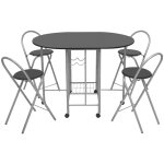 Vidaxl ensemble de salle  manger pliable 5 pices mdf noir