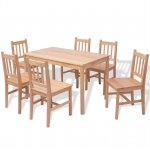 Vidaxl ensemble de salle � manger sept pi�ces pin�de