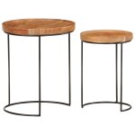 Vidaxl ensemble de table basse 2 pcs bois d'acacia massif et acier