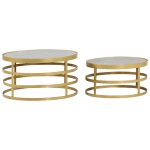 Vidaxl ensemble de table basse 2 pcs marbre laiton et blanc