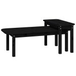 Vidaxl ensemble de tables basses 2 pcs noir bois massif de pin