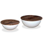 Vidaxl ensemble de table basse 2pcs bois rcupration massif forme bol