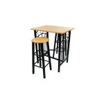 Vidaxl ensemble de table  dner bois brun roux avec noir acier