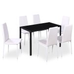 Vidaxl ensemble de table  manger 7 pcs noir et blanc